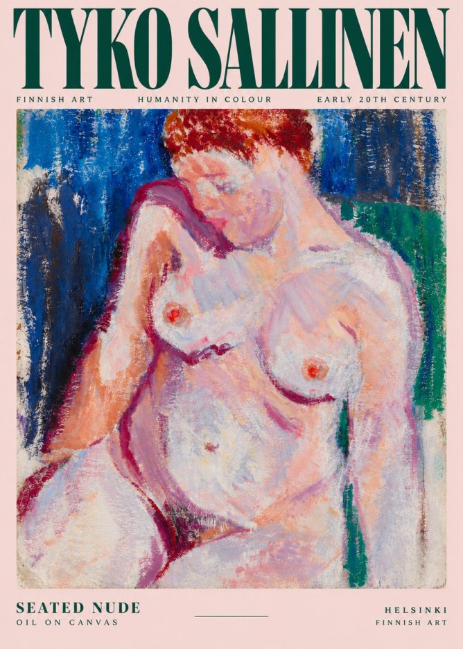 Tyko Sallinen Seated Nude No5 - Poszter