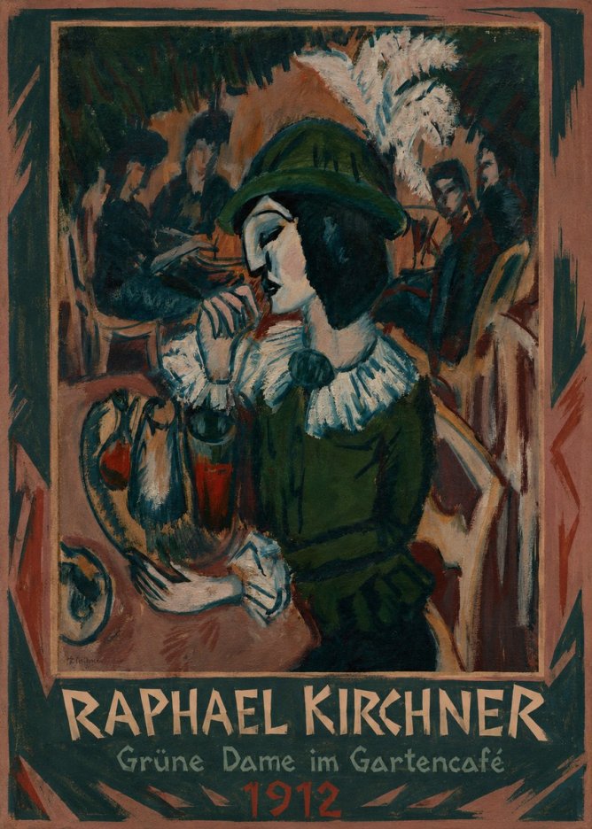 Raphael Kirchner Grüne Dame Im Gartencafé No1 - Poszter