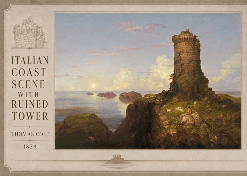 Thomas Cole Italian Coast Scene with Ruined Tower I No2 - Poszter