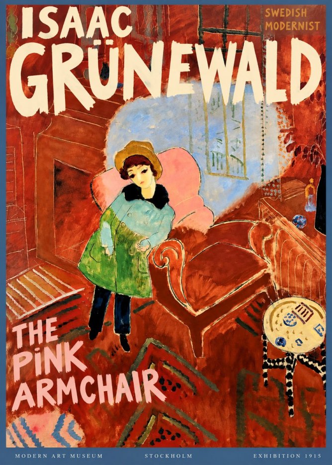 Isaac Grünewald Interior with Young Girl No3 - Poszter
