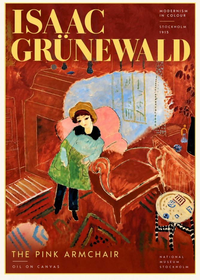 Isaac Grünewald Interior with Young Girl No6 - Poszter