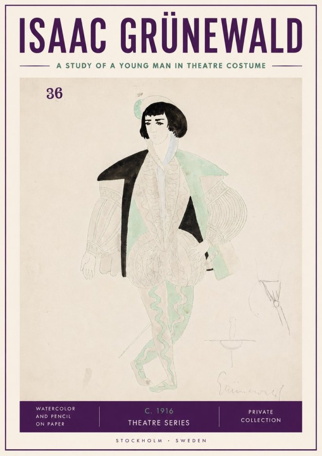 Isaac Grünewald A Study of a Young Man in Theatre Costume No3 - Poszter