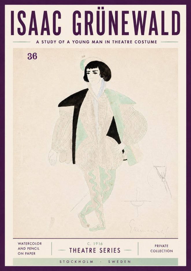 Isaac Grünewald A Study of a Young Man in Theatre Costume No5 - Poszter