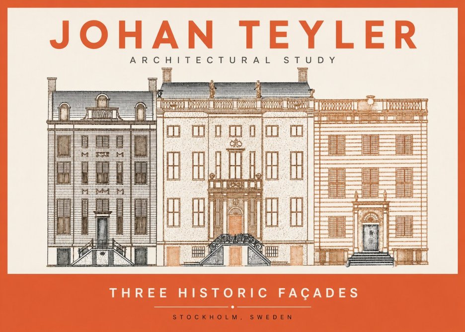 Johan Teyler Architectural Study - Three Historic Façades No2 - Poszter