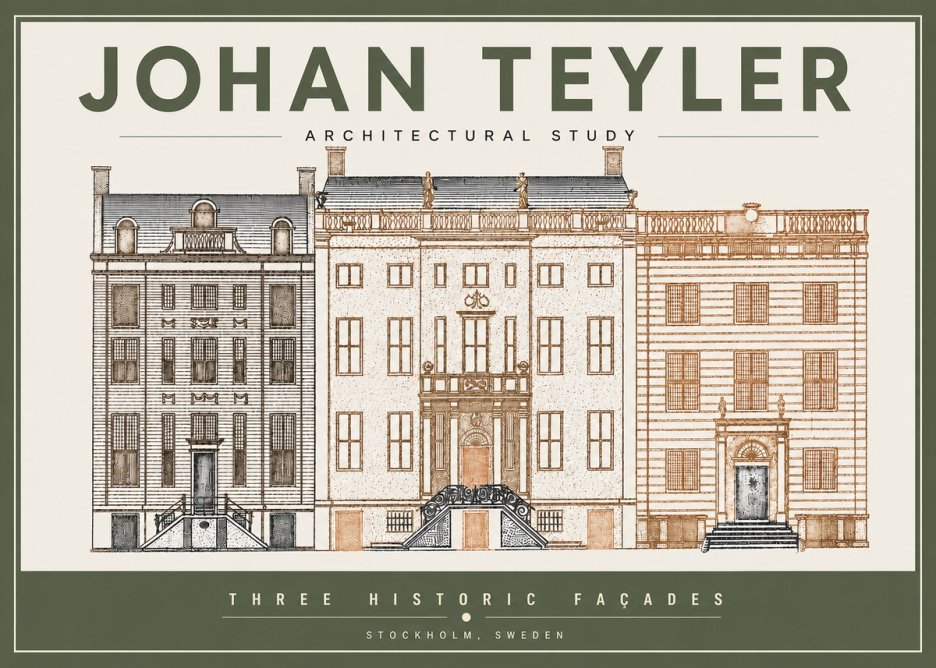 Johan Teyler Architectural Study - Three Historic Façades No3 - Poszter