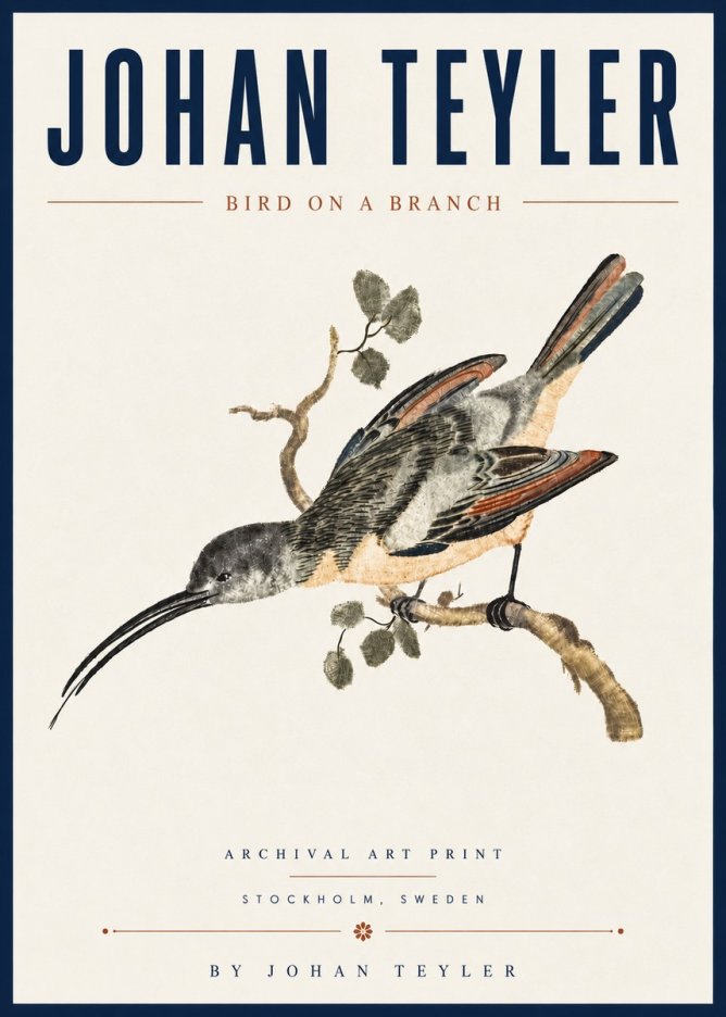 Johan Teyler Bird on a Branch No6 - Poszter
