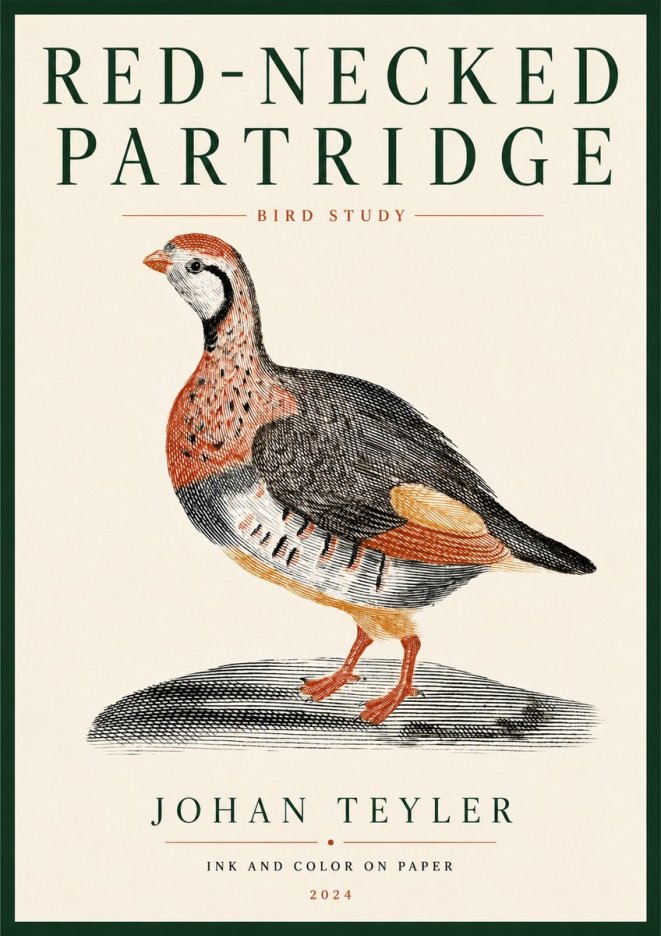 Johan Teyler Red-necked Partridge No4 - Poszter