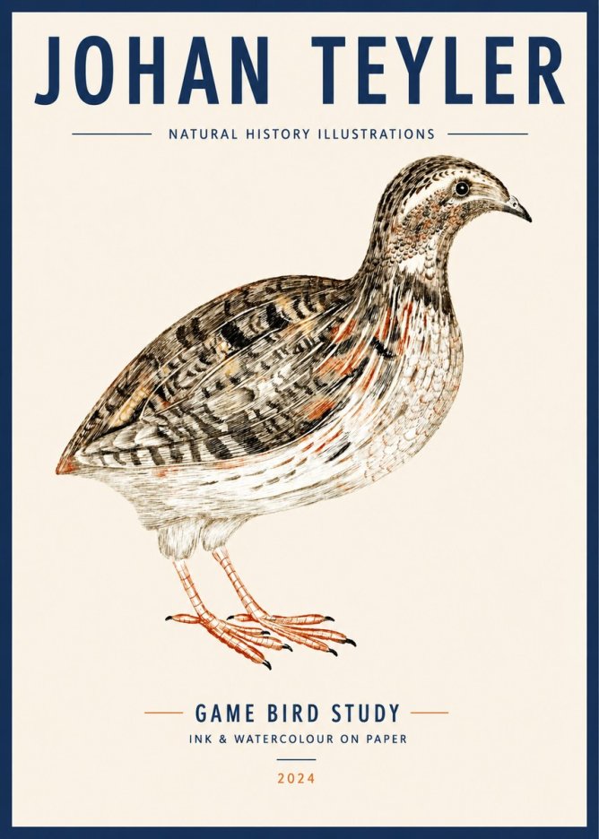 Johan Teyler Game Bird Study No3 - Poszter