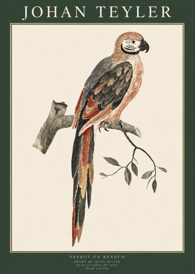 Johan Teyler Parrot on Branch No1 - Poszter