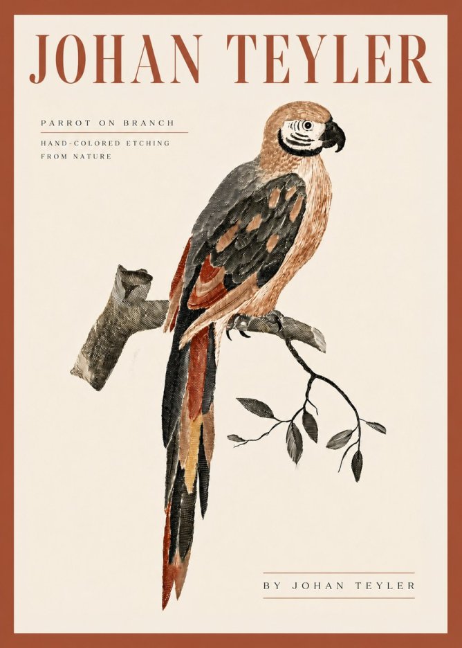 Johan Teyler Parrot on Branch No5 - Poszter