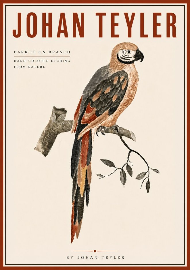 Johan Teyler Parrot on Branch No6 - Poszter