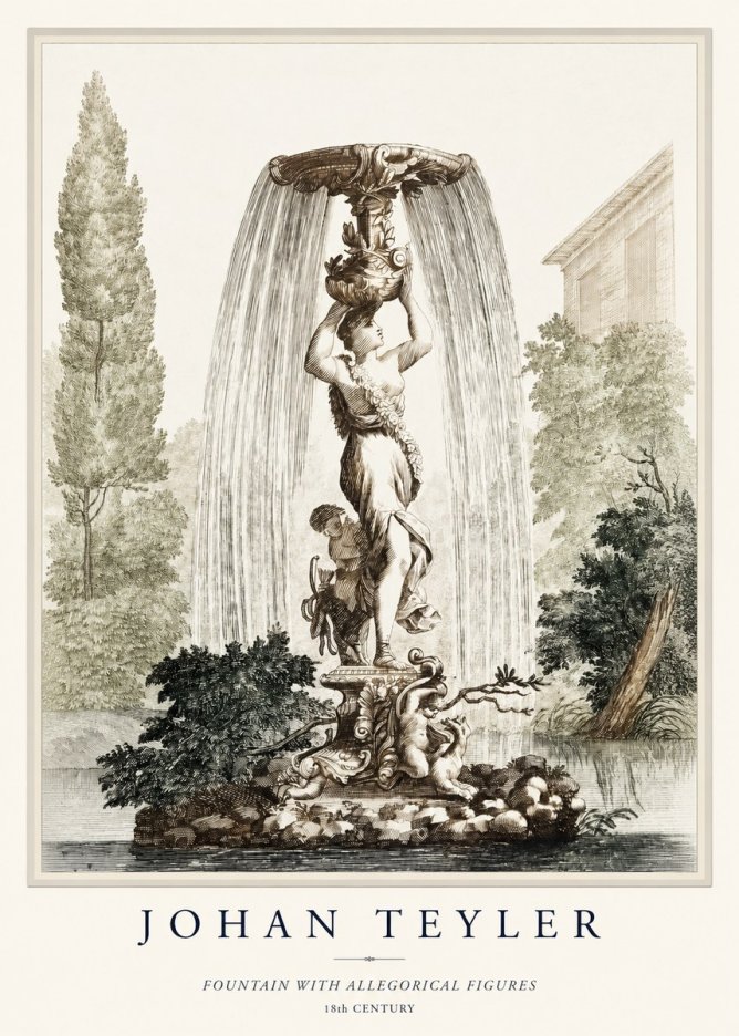 Johan Teyler Fountain with Allegorical Figures No1 - Poszter