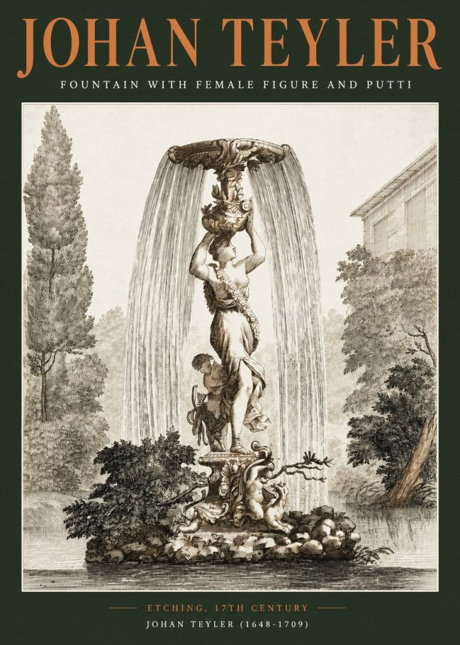 Johan Teyler Fountain with Allegorical Figures No3 - Poszter