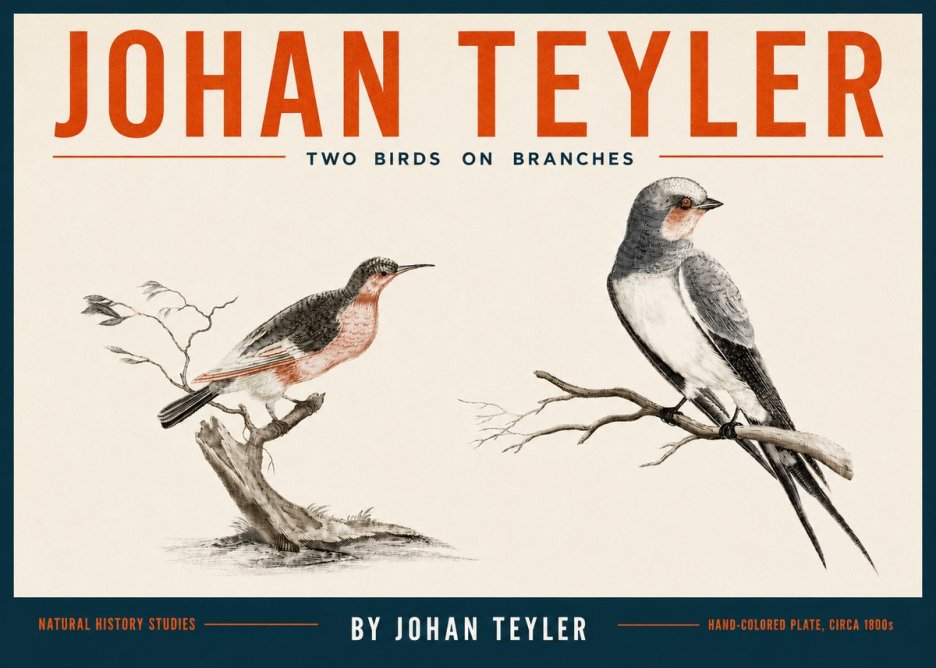 Johan Teyler Two Birds on Branches No4 - Poszter
