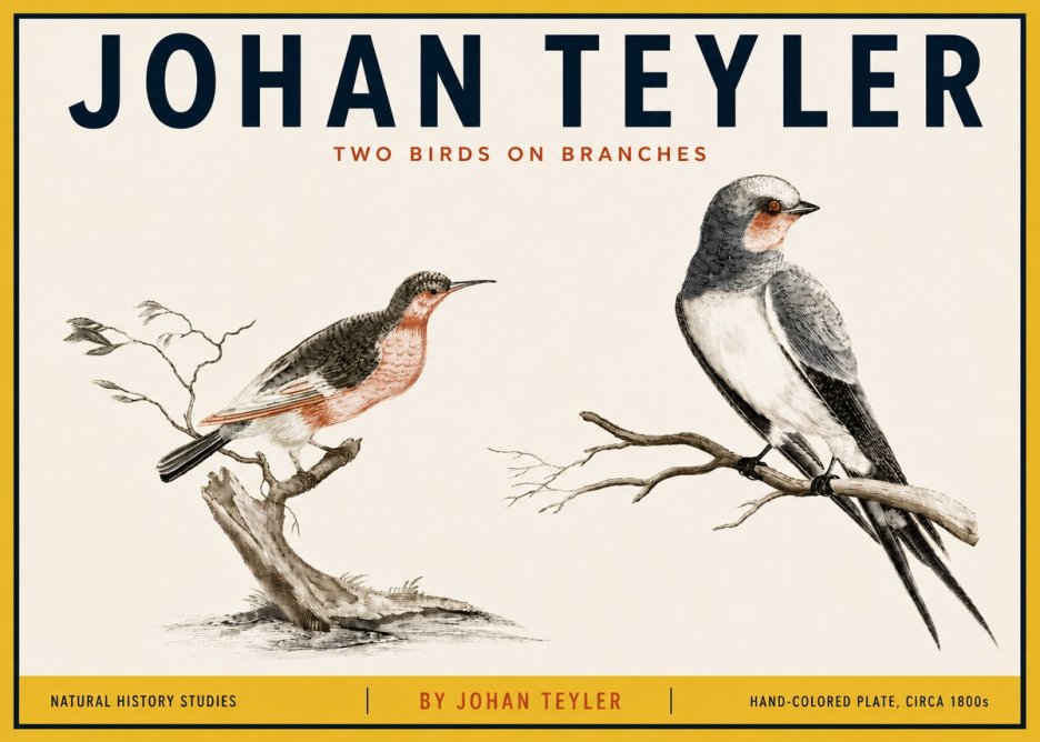 Johan Teyler Two Birds on Branches No5 - Poszter