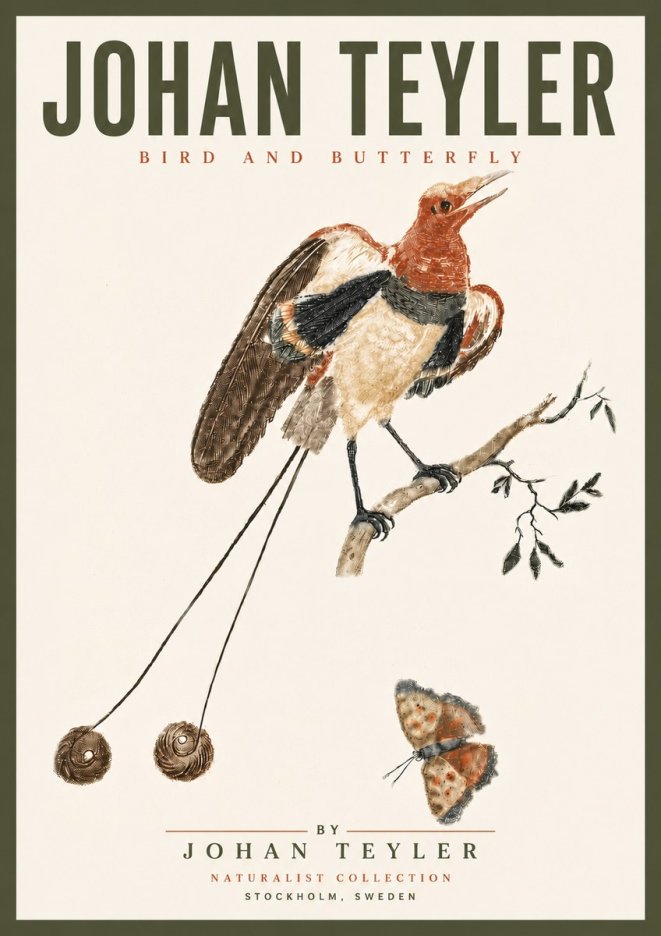 Johan Teyler Bird and Butterfly No6 - Poszter