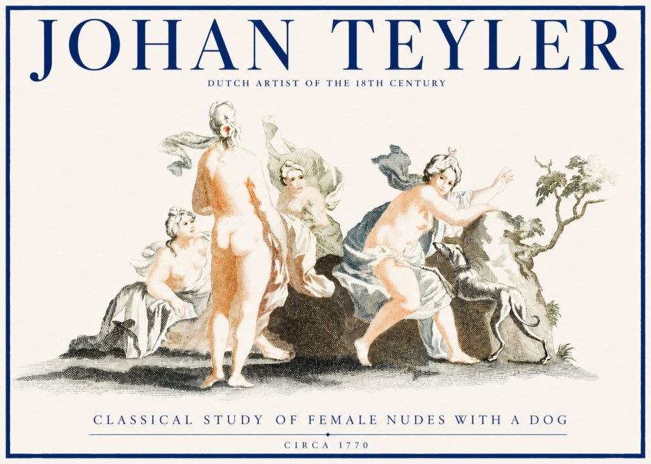 Johan Teyler Classical Study of Female Nudes with a Dog No2 - Poszter