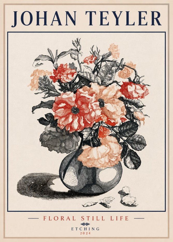 Johan Teyler Floral Still Life I No3 - Poszter