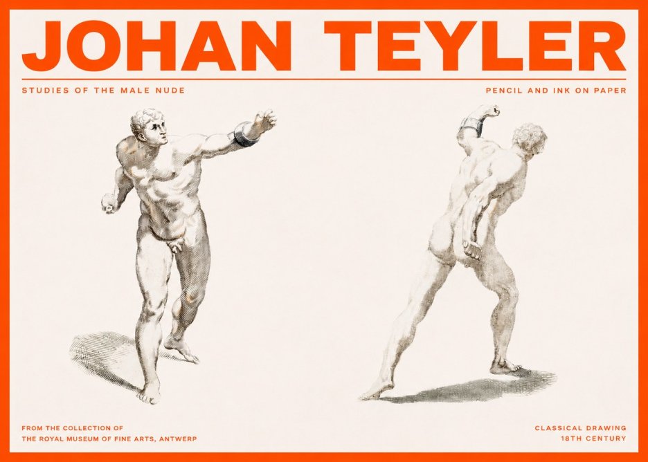 Johan Teyler Studies of the Male Nude No2 - Poszter