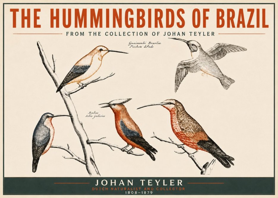 Johan Teyler The Hummingbirds of Brazil from the Collection of Johan Teyler No5 - Poszter
