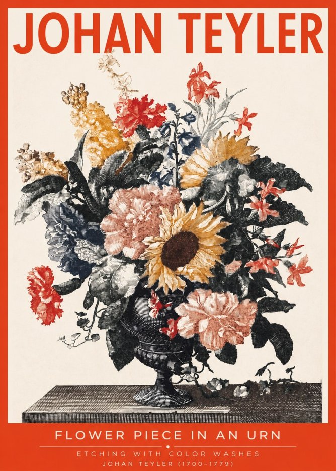 Johan Teyler Flower Piece in an Urn I No2 - Poszter