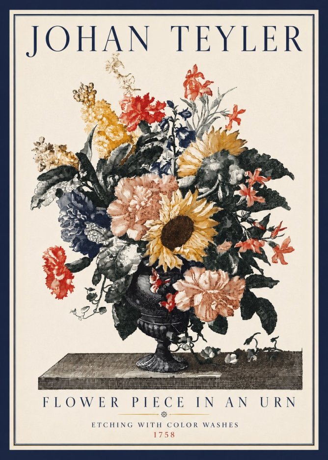 Johan Teyler Flower Piece in an Urn I No3 - Poszter