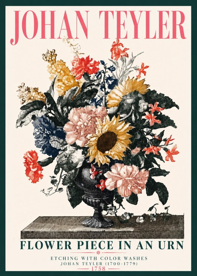 Johan Teyler Flower Piece in an Urn I No4 - Poszter