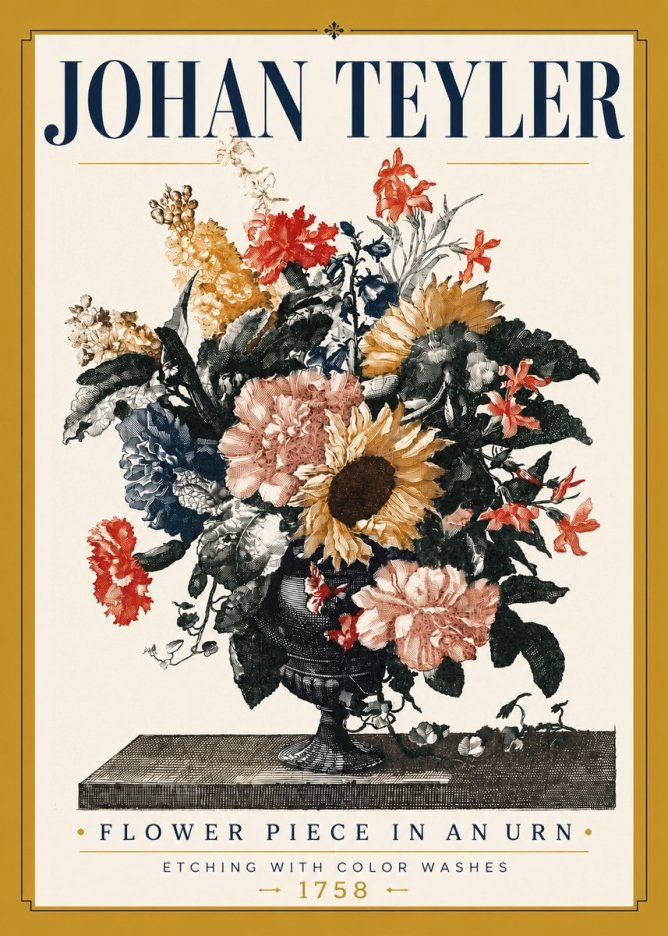 Johan Teyler Flower Piece in an Urn I No5 - Poszter
