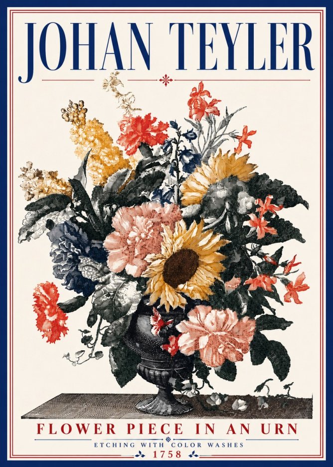 Johan Teyler Flower Piece in an Urn I No6 - Poszter