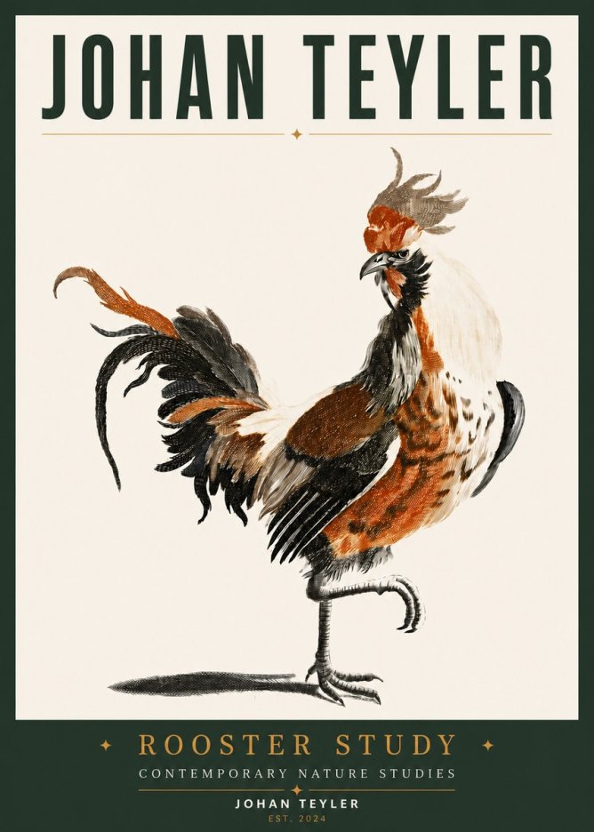 Johan Teyler Rooster Study No3 - Poszter