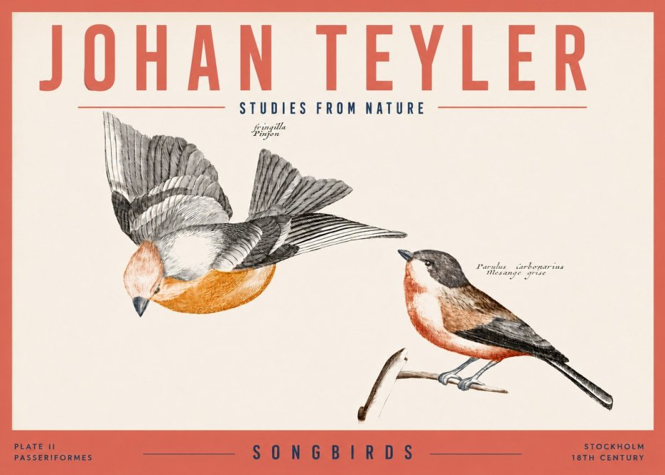 Johan Teyler Songbirds - Plate Ii No3 - Poszter