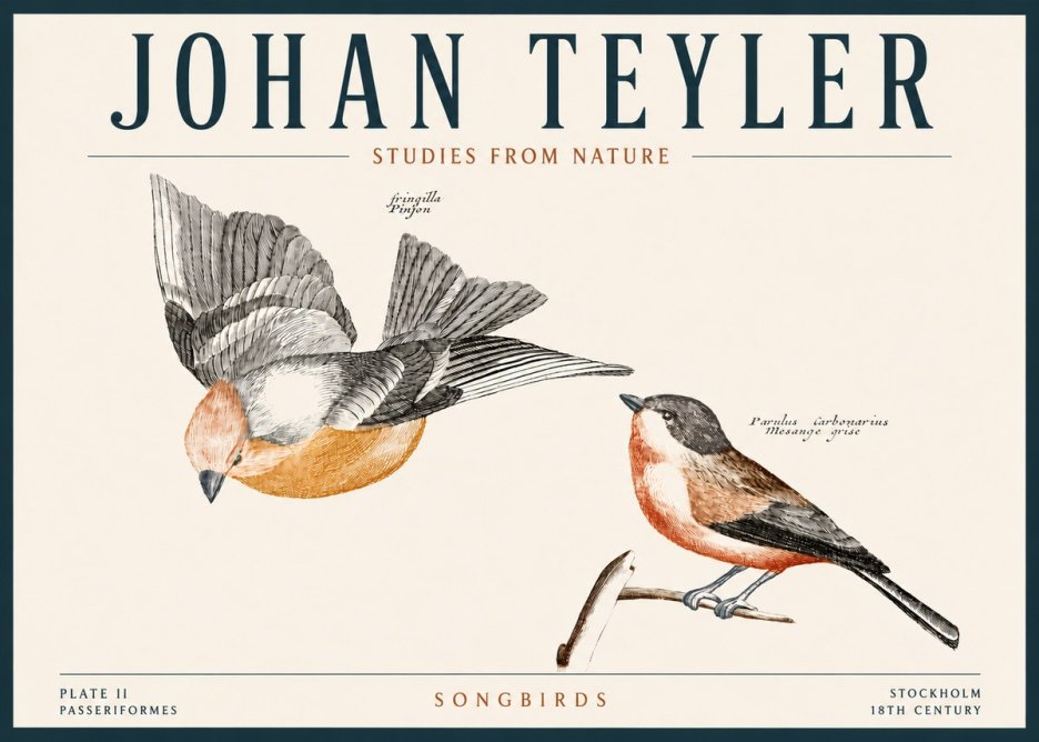 Johan Teyler Songbirds - Plate Ii No4 - Poszter