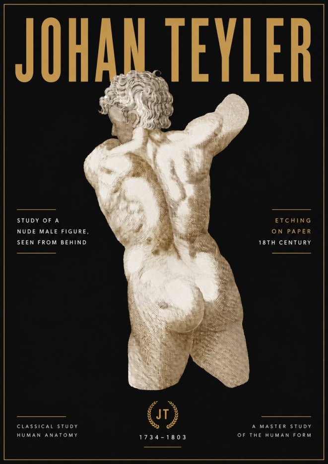 Johan Teyler Study of a Nude Male Figure, Seen from Behind No6 - Poszter