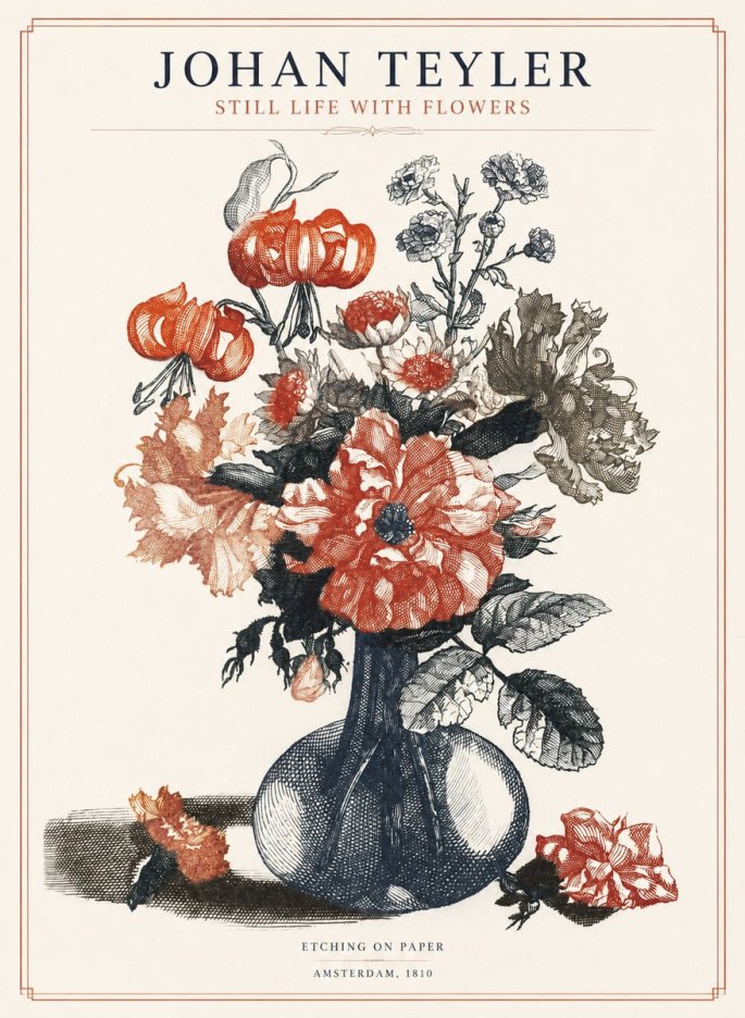 Johan Teyler Still Life with Flowers No1 - Poszter
