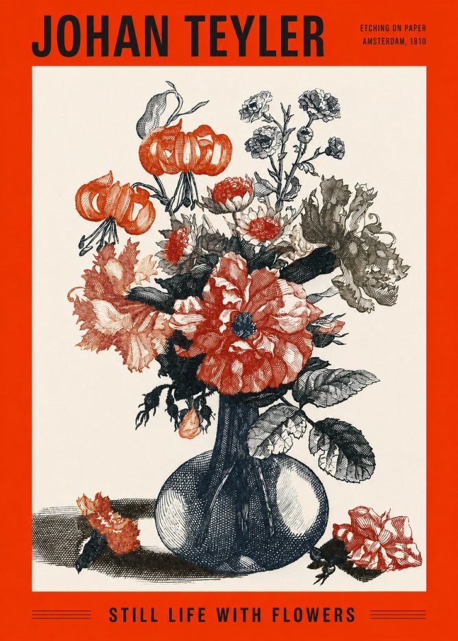 Johan Teyler Still Life with Flowers No2 - Poszter
