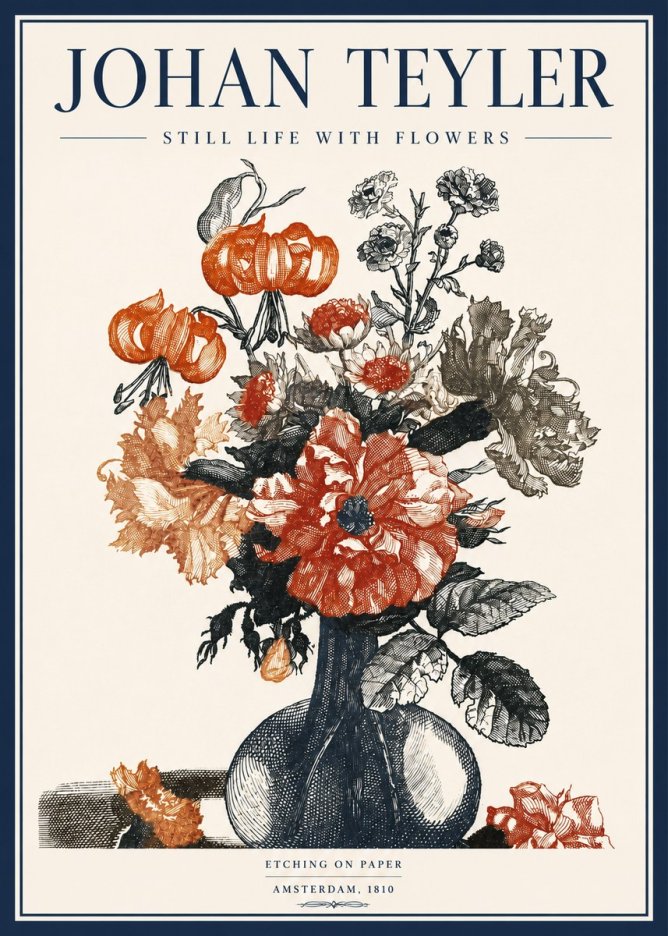 Johan Teyler Still Life with Flowers No3 - Poszter