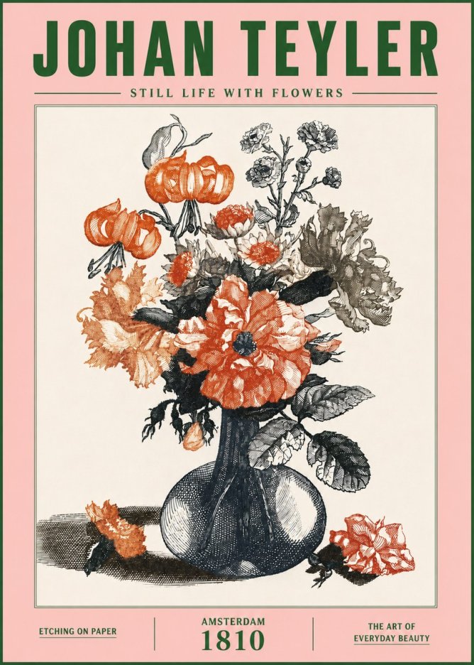 Johan Teyler Still Life with Flowers No4 - Poszter