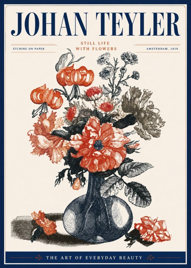 Johan Teyler Still Life with Flowers No5 - Poszter