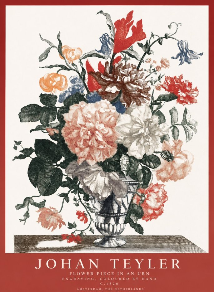 Johan Teyler Flower Piece in an Urn II No1 - Poszter