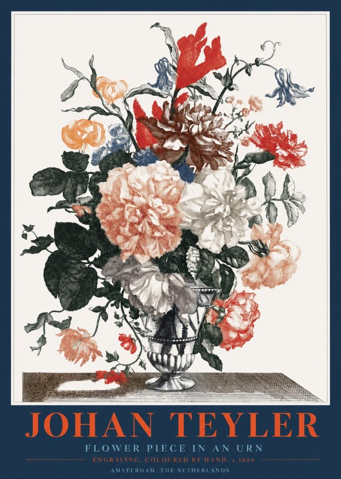 Johan Teyler Flower Piece in an Urn II No2 - Poszter