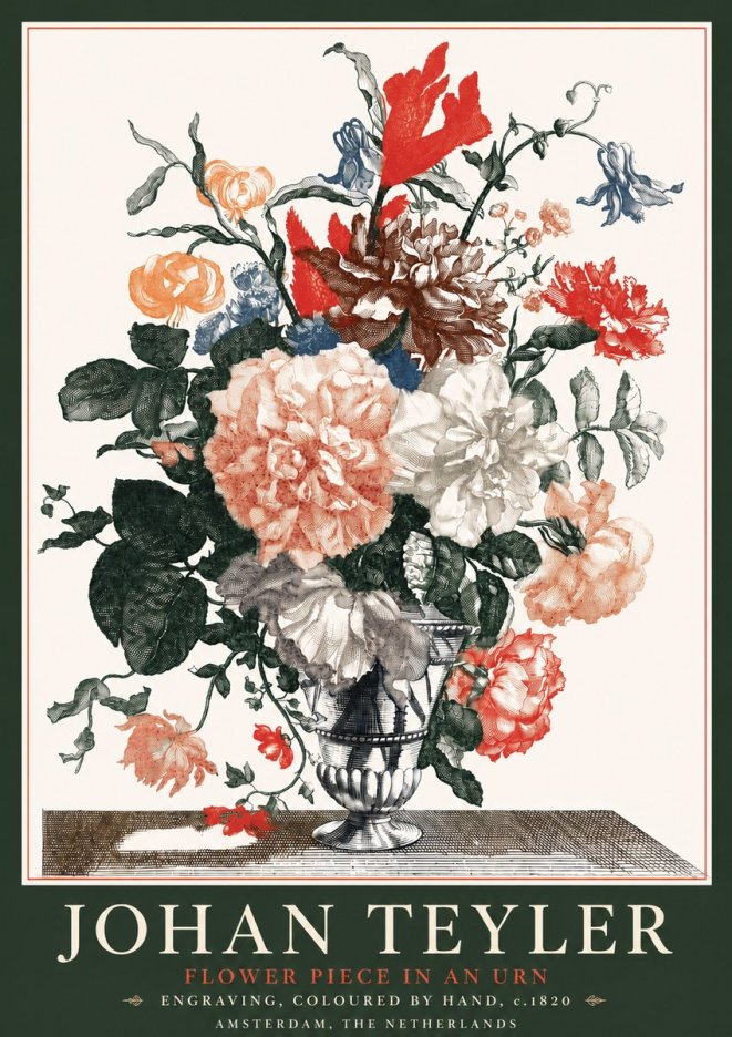 Johan Teyler Flower Piece in an Urn II No4 - Poszter