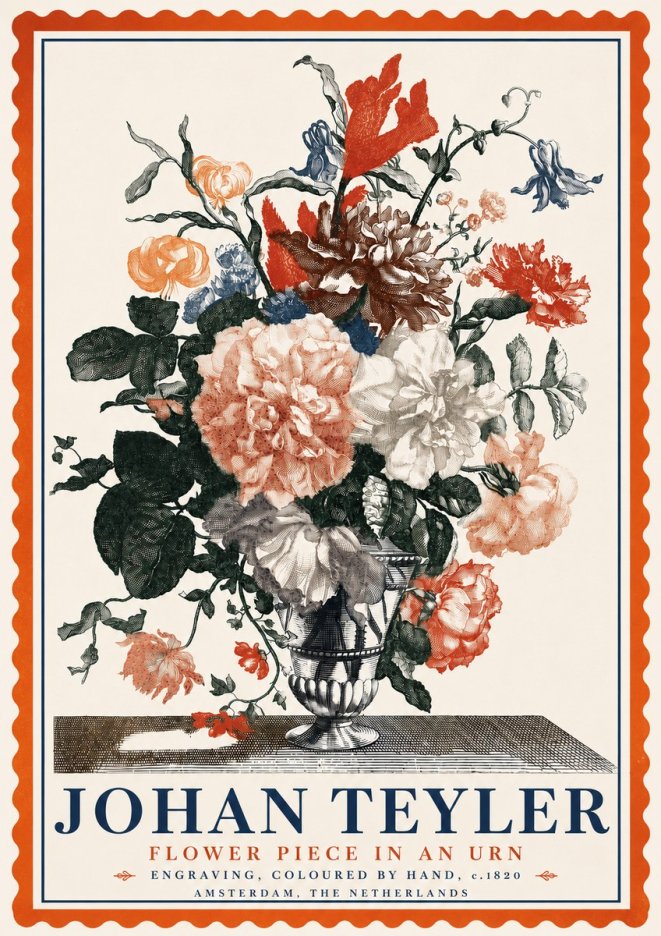 Johan Teyler Flower Piece in an Urn II No5 - Poszter