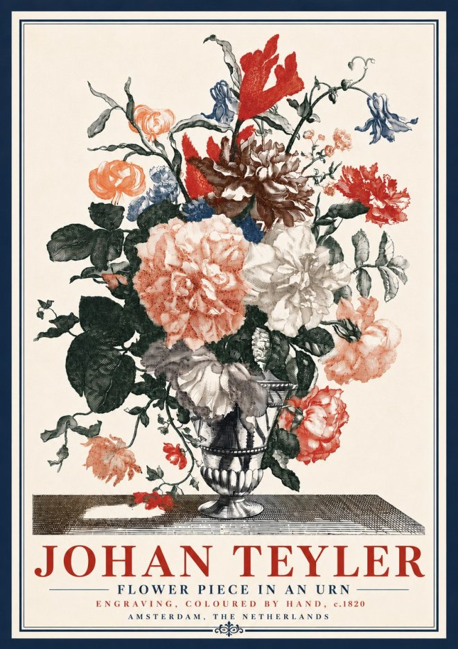 Johan Teyler Flower Piece in an Urn II No6 - Poszter