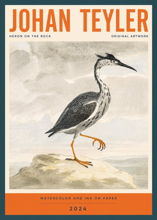 Johan Teyler Heron on the Rock No2 - Poszter