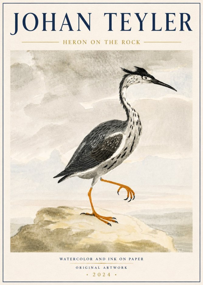 Johan Teyler Heron on the Rock No6 - Poszter