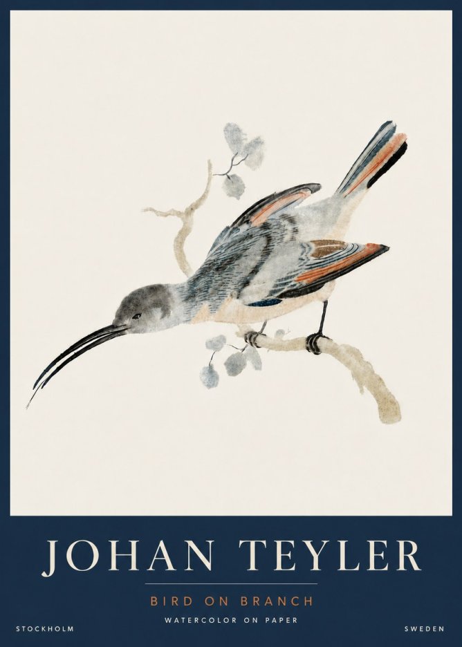 Johan Teyler Bird on Branch I No5 - Poszter