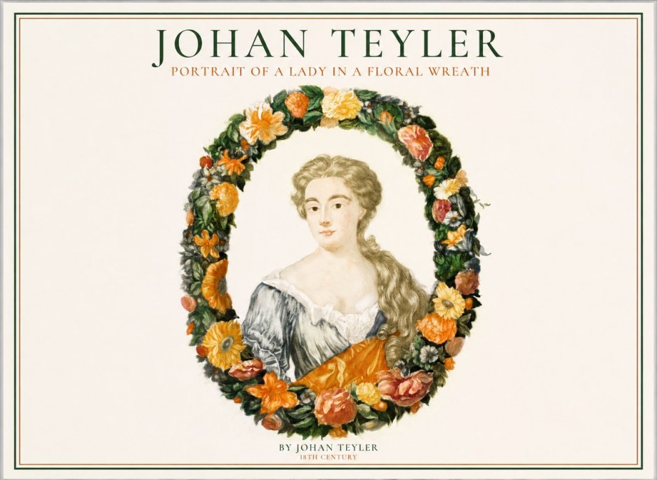 Johan Teyler Portrait of a Lady in a Floral Wreath No1 - Poszter