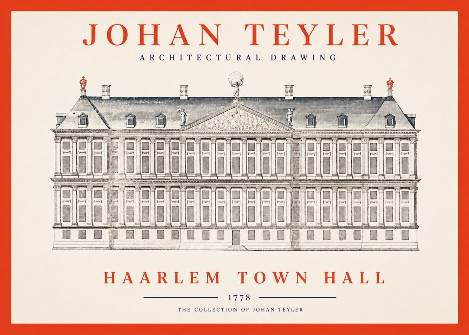 Johan Teyler Haarlem Town Hall - Elevation - 1778 No2 - Poszter