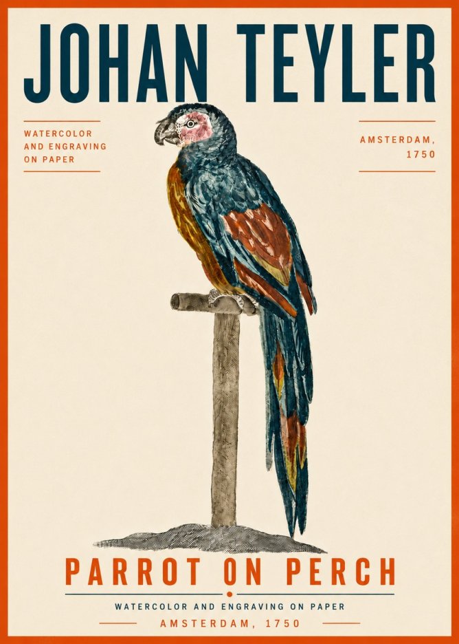 Johan Teyler Parrot on Perch No6 - Poszter