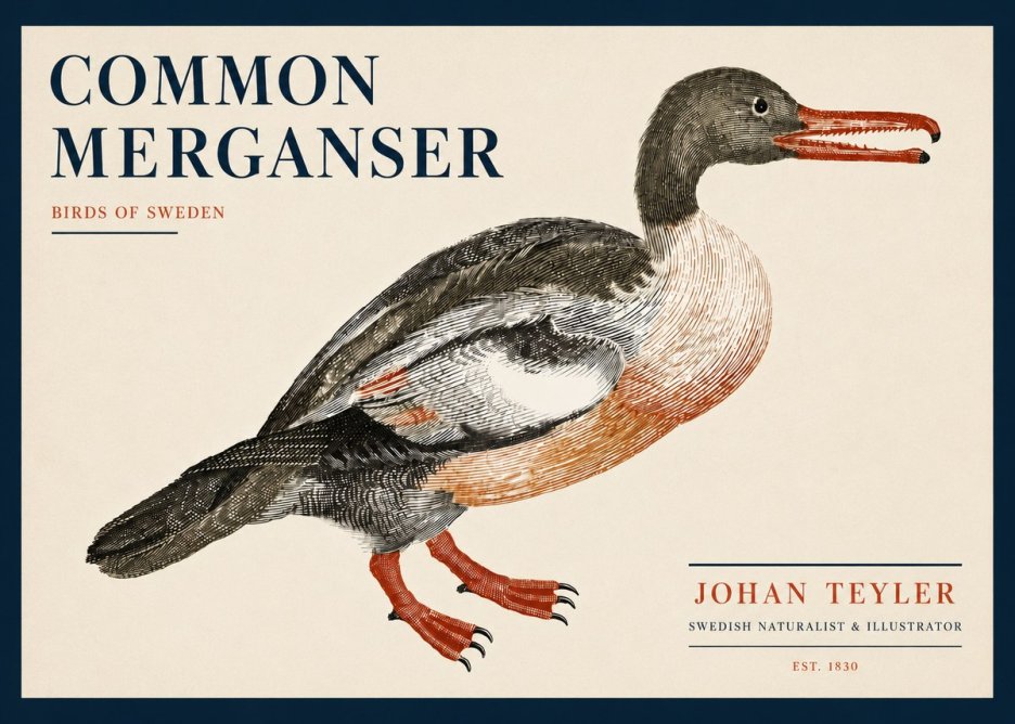 Johan Teyler Common Merganser No5 - Poszter
